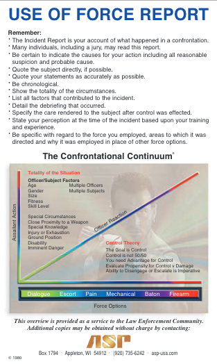 Use of force report decal