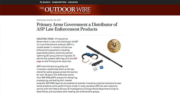 The Outdoor Wire: Primary Arms Government a Distributor of ASP Law Enforcement Products