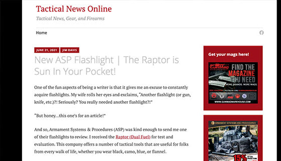 Tactical News Online: New ASP Flashlight | The Raptor is Sun In Your Pocket!