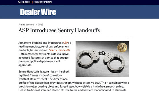 Dealer Wire: ASP Introduces Sentry Handcuffs