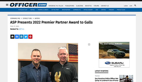 Officer.com: ASP Presents 2022 Premier Partner Award to Galls