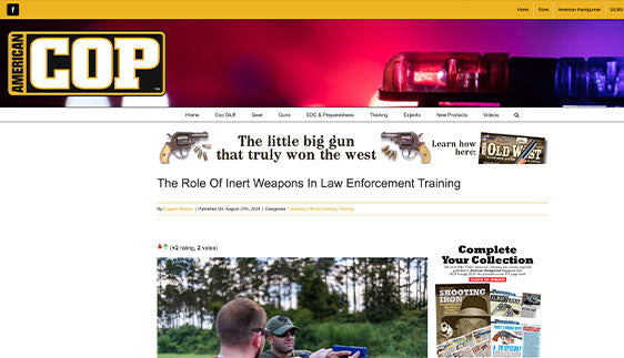 Screenshot of American Cop article on inert weapons in law enforcement training