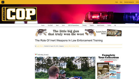 Screenshot of American Cop article on inert weapons in law enforcement training