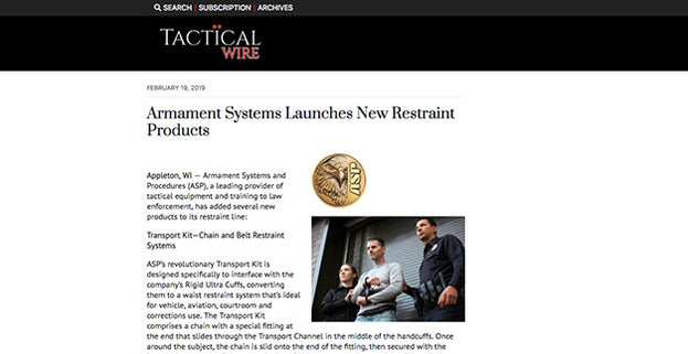 Tactical Wire: Armament Systems Launches New Restraint Products