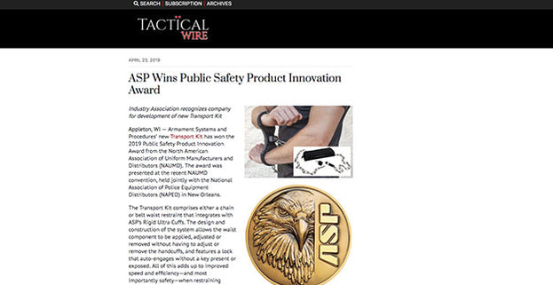 Tactical Wire: ASP Wins Public Safety Product Innovation Award