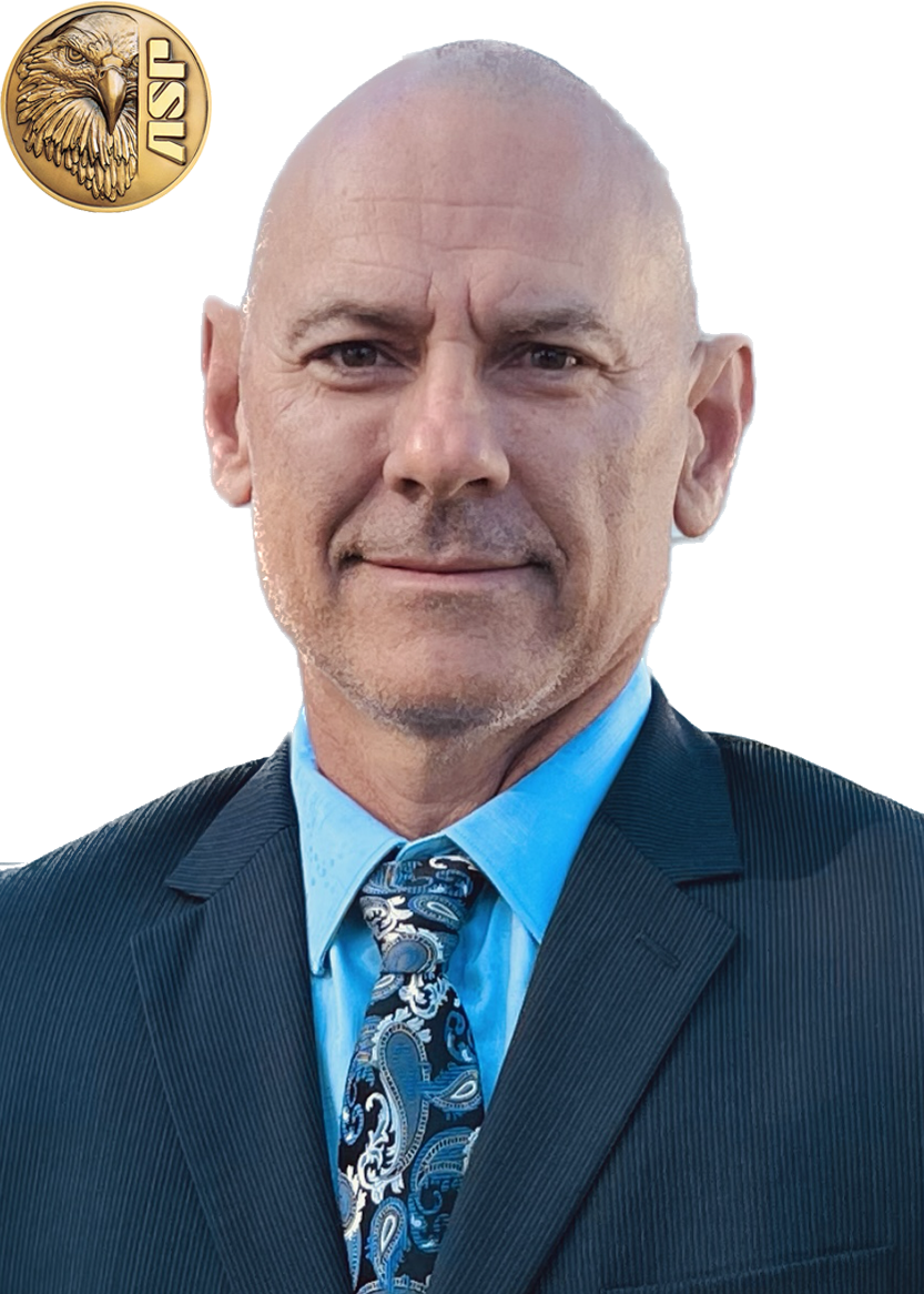Headshot of Ray Johnson, ASP's sales director, with ASP eagle logo